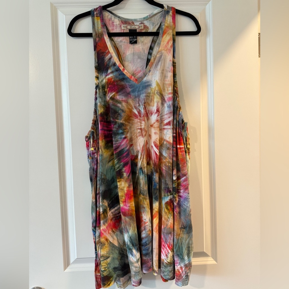 Multicolor Tie-Dye V-Neck Tank Top